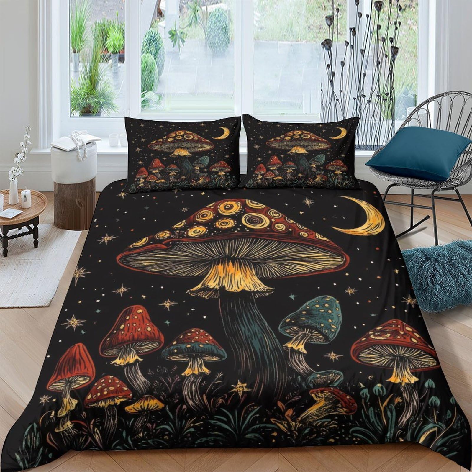 Ctjqhvkz Style-7 3D Printed Mushroom Moon Fitted Sheet Microfiber Soft Mattress Cover For Bedroom Student Dorm Mattress Decor Single（135X200cm）