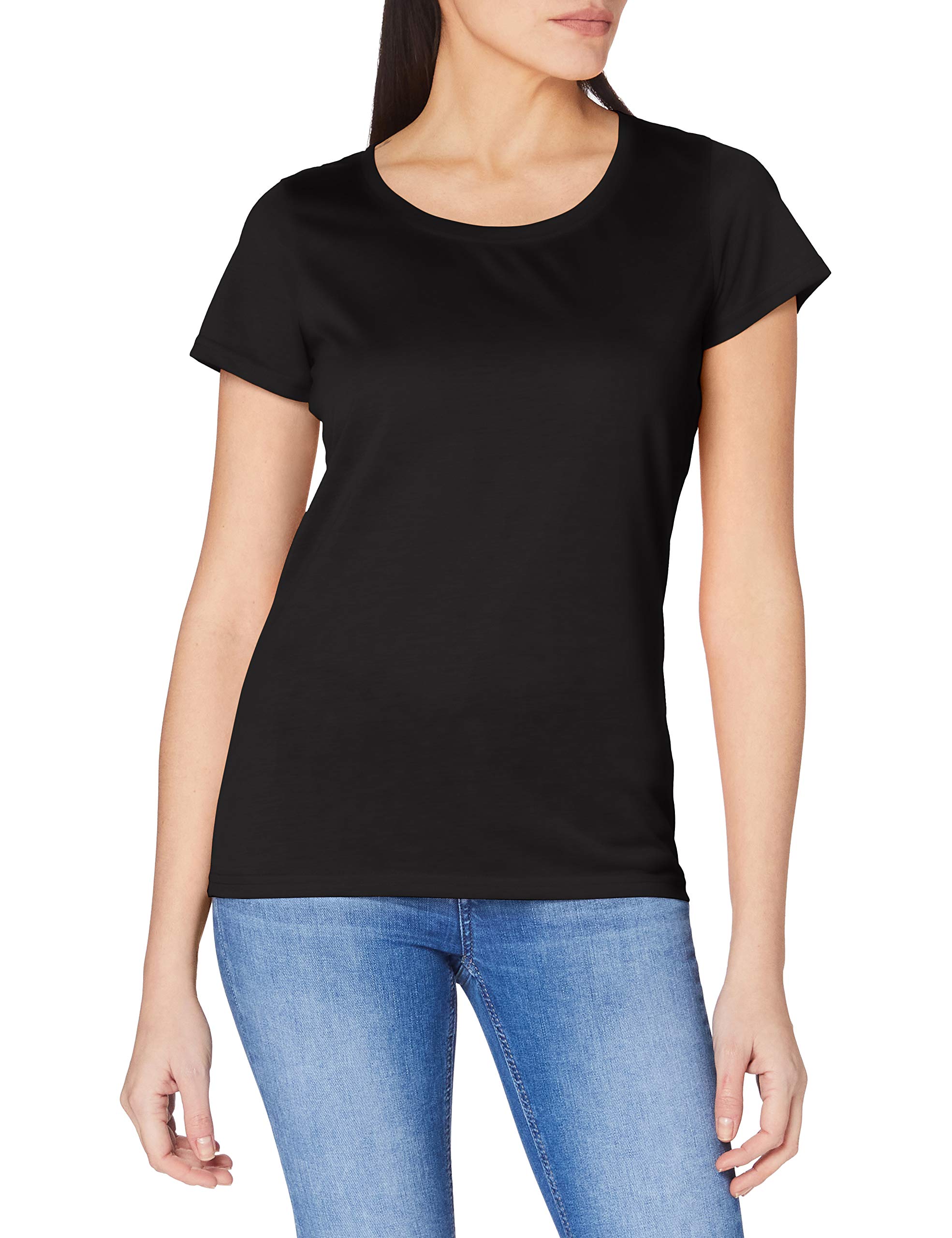 StedmanApparel Women's Active Cotton Touch/ST8700 Regular Fit Short Sleeve Sports T-Shirt, Black Opal, 42