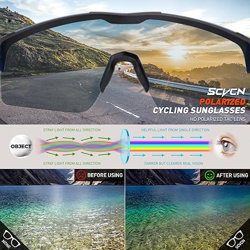 Miniatura 5 de SCVCN Gafas de sol polarizadas para ciclismo, deportes, hombres y mujeres, MTB para montar en bicicleta de montaña, béisbol, correr, pesca