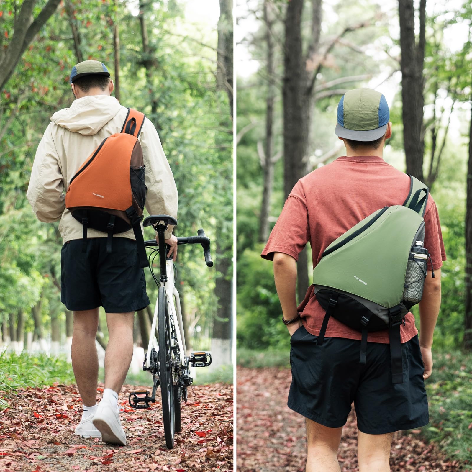 ROCKBROS Plecak Sling Duży, Plecak Sling z Zapięciem Magnetycznym, Torba Krzyżowa z Wieloma Przegrodami na Outdoor, Rower, Podróże, Wędrówki, Mężczyźni i Kobiety