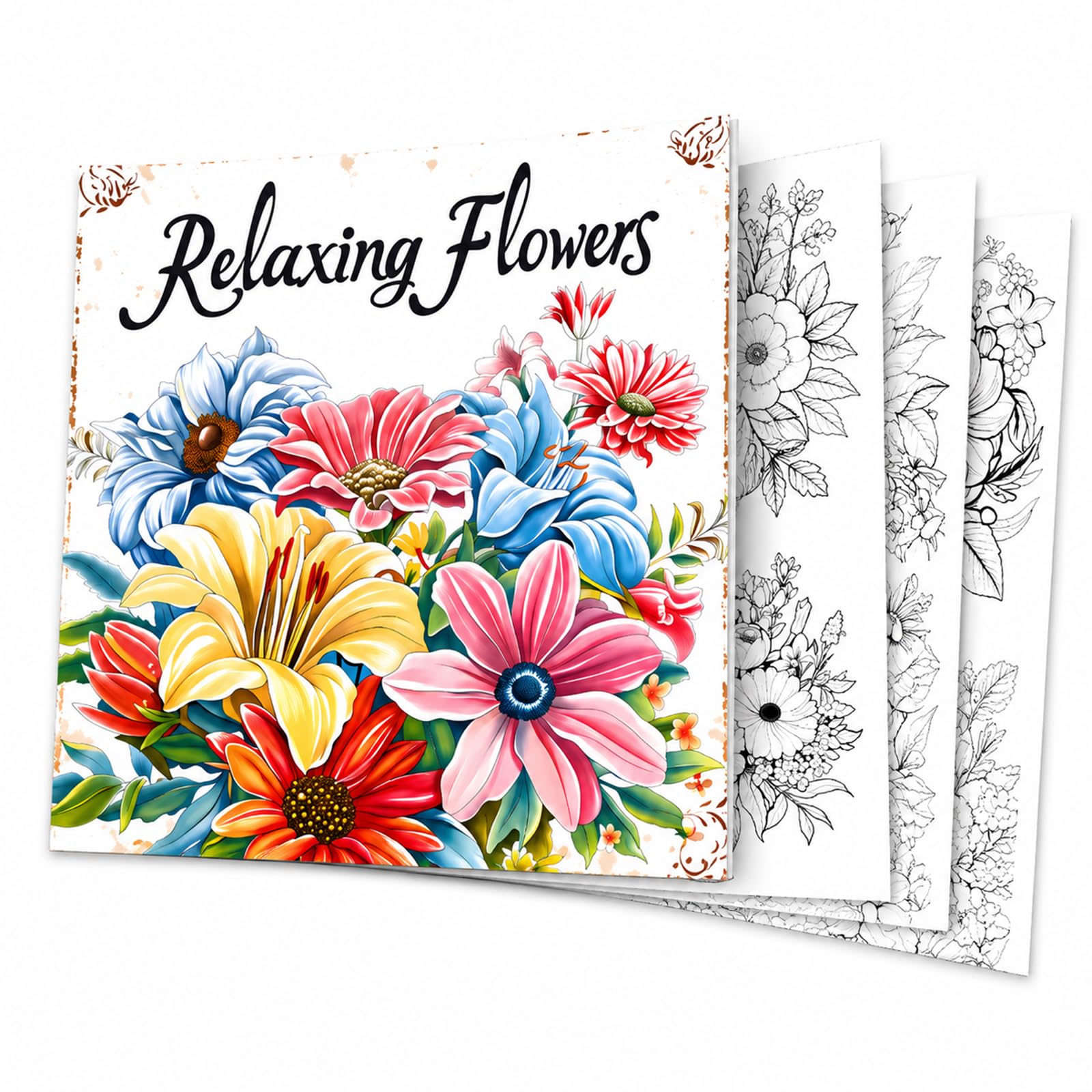 Adult Colouring Book for Relaxation, Floral Flower Designs for Stress Relief, Mindfulness Gifts for Women