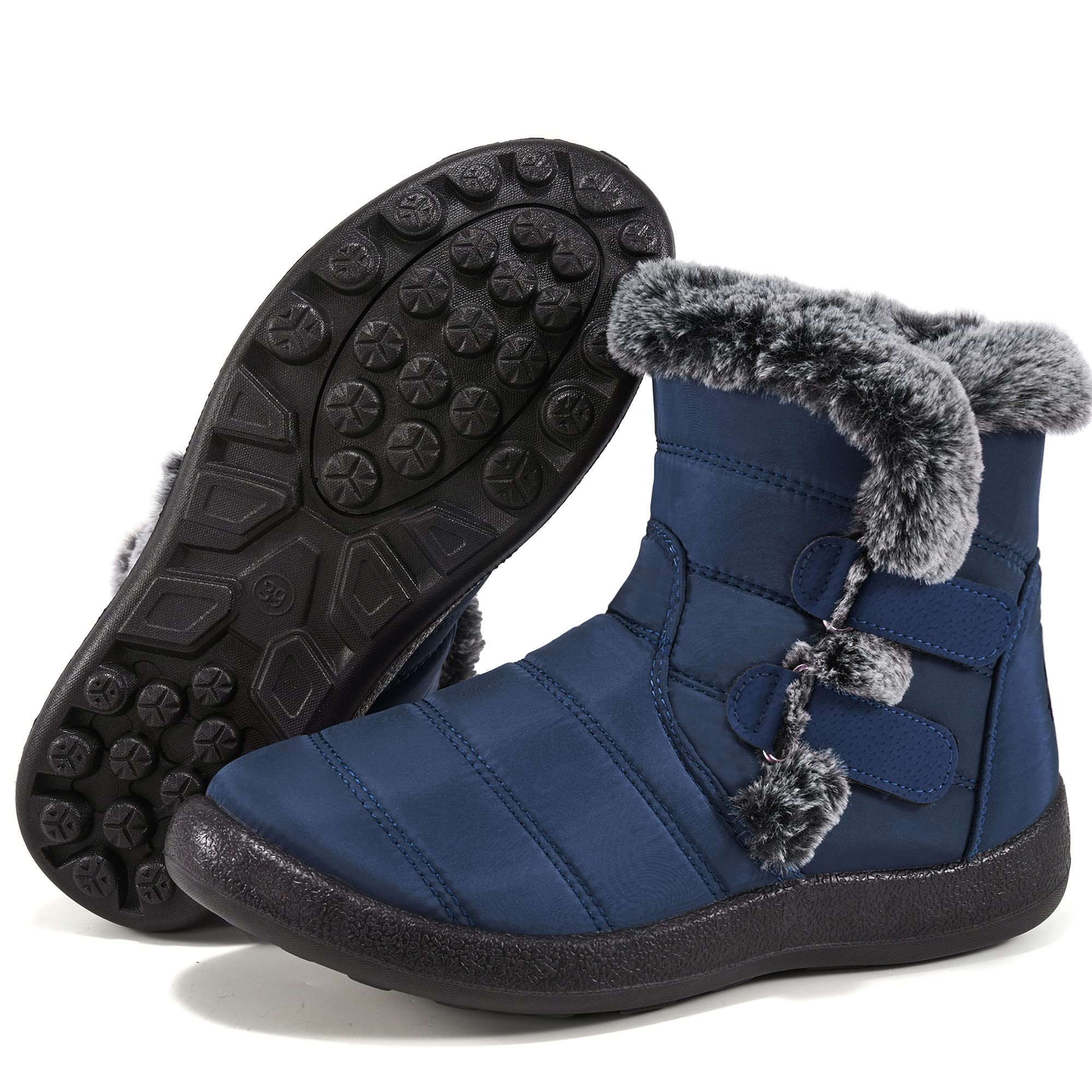 Almusen Womens Snow Boots Winter Shoes with Warm Fur Lined Ankle Booties Outdoor Comfortable Slip On Waterproof Hiking Shoes