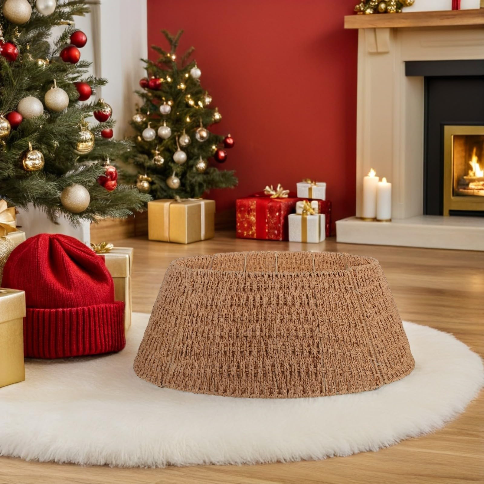 TOYANDONA Collare per Albero di Natale Intrecciato Smontabile in Ferro