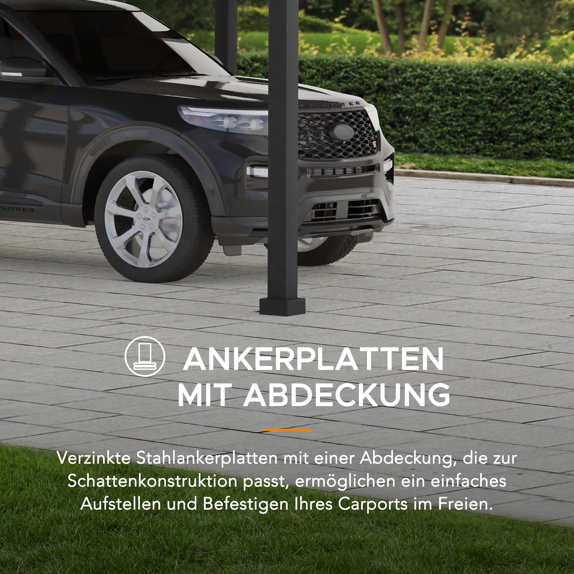 SUNJOY Carport für den Außenbereich, 6,1 x 3,6 m, dickere 10 cm Pfosten, pulverbeschichtetes Stahldach, Robustes Carport, UV-beständig und wasserdicht, Gartenpavillon für SUV, LKW und PKW, Schwarz