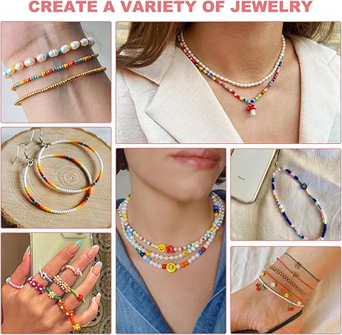 Miniatura 2 de Redtwo 32500 cuentas de semillas de vidrio de 0.079 pulgadas para pulseras, kits de fabricación de joyas, cuentas pequeñas para pulseras de amistad,