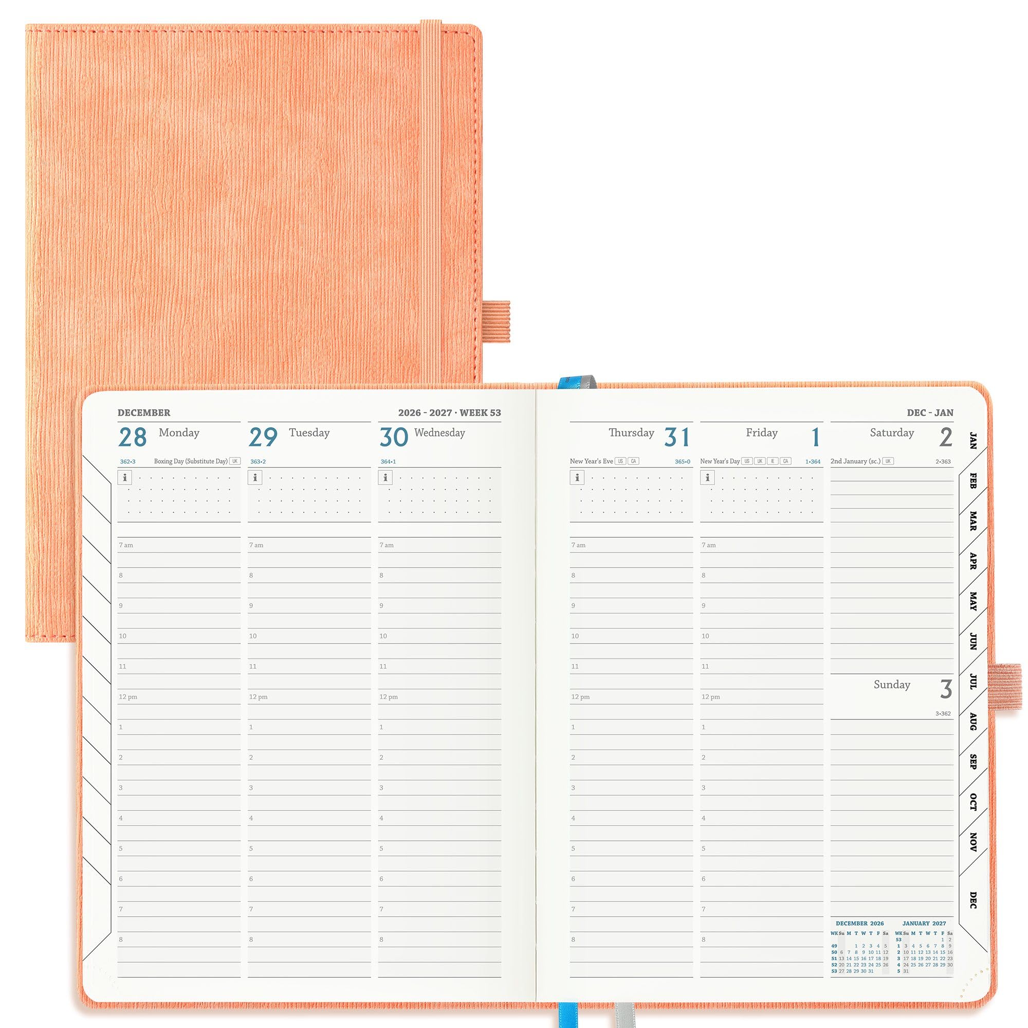 IN-LUXPRO Academic Diary 2026-2027 Week to View A5 Medium (21.9x16.2 cm) 18 Months (Jul'26 - Dec'27) Mid Year Diary 26/27 Vertical Weekly Planner with Timeslots& Month Tabs, PU Leather Pink โ image 1