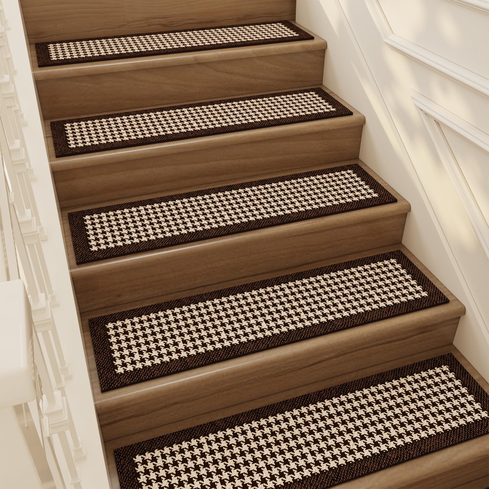 Stair Treads Non Slip, 15 PCS 30" x 8" Stair Treads for Wooden Steps Indoor, Machine Washable Residue Free Carpet Stair Treads for Kids and Dogs