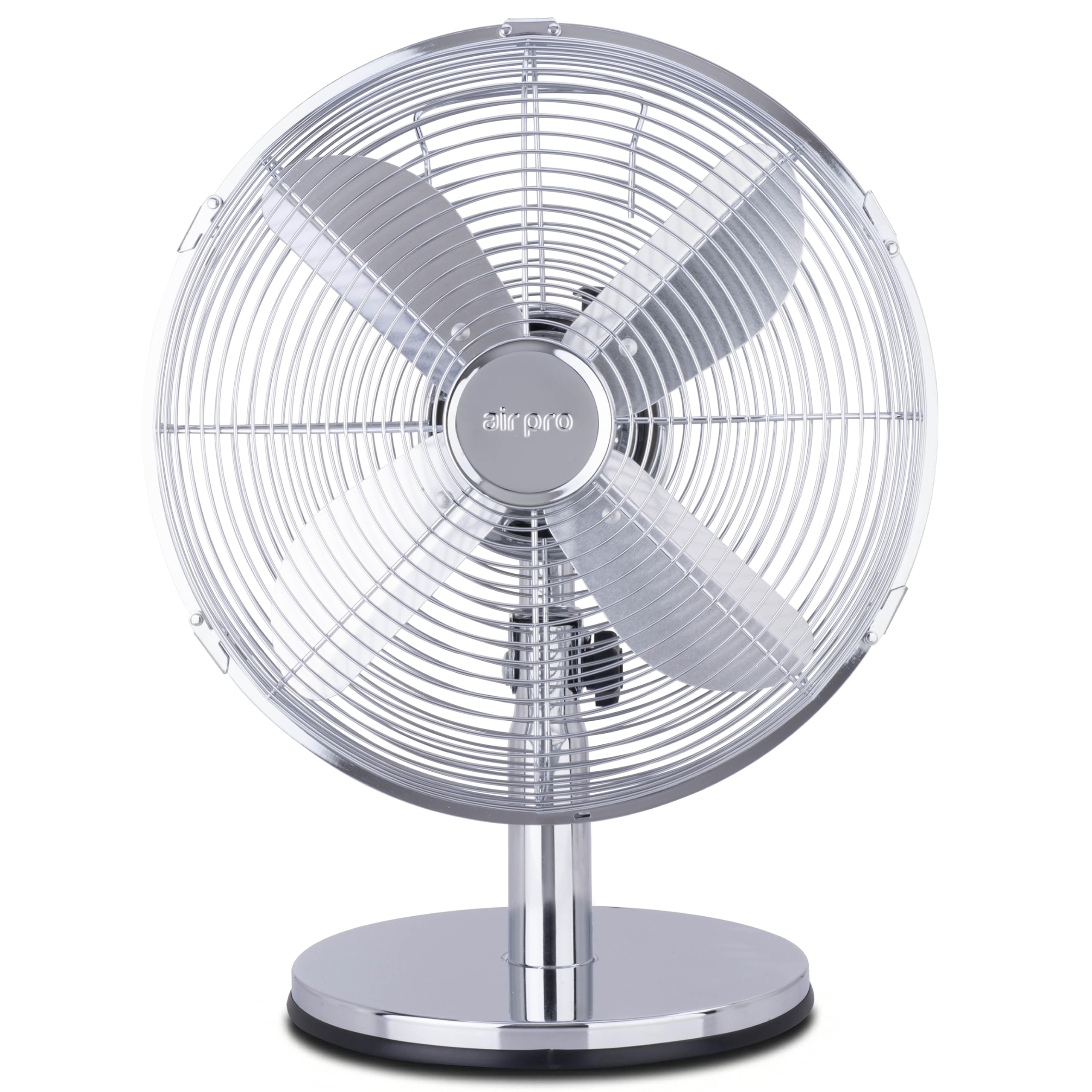 Air Pro 12" Desk Fan Portable 70 Degree Oscillating Metal Table Fan for Instant Cooling with Adjustable Tilt & 3 Speed Settings, Compact Fan with Quiet Operation to use at Home Office or Bedroom