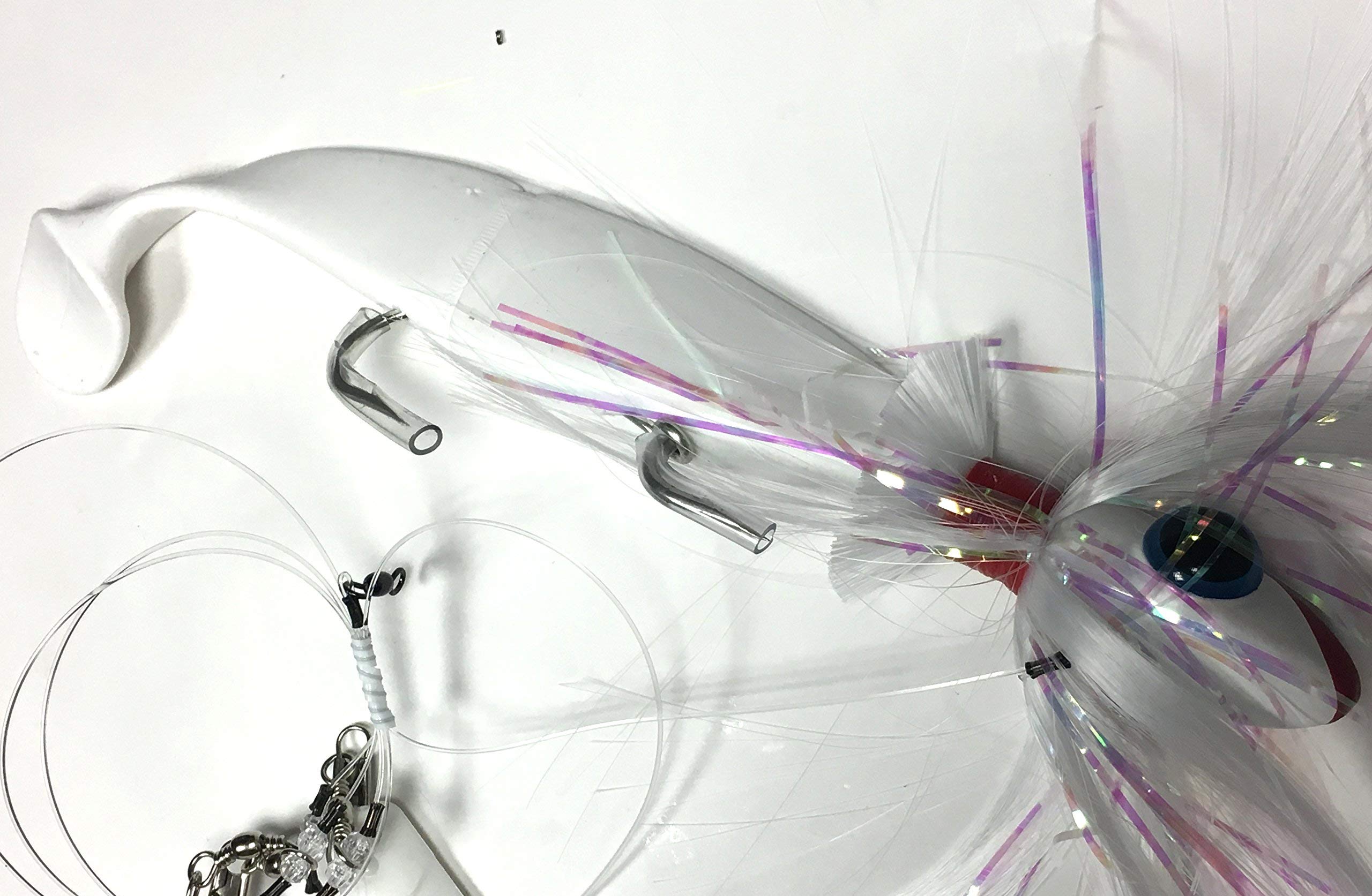 Blue Water Candy Rock Fish Candy 12 oz Spire Mojo Striper Daisy Chain Lure, Loaded with 9-Inch Swimbait Shad Body & 3 x 6-Inch Trailing Shads - Rigged & Ready