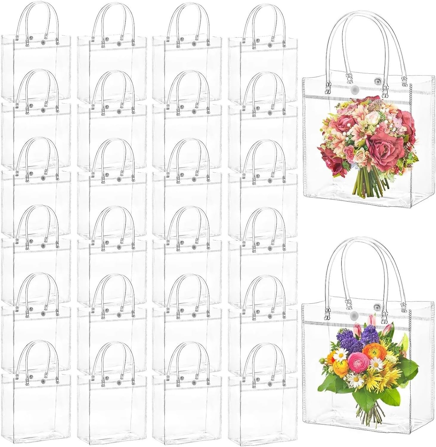 Clear Gift Bags 20PCS Tote Waterproof Bag Reusable PVC Shopping Handbag Environmentally Travel Shoes Storage