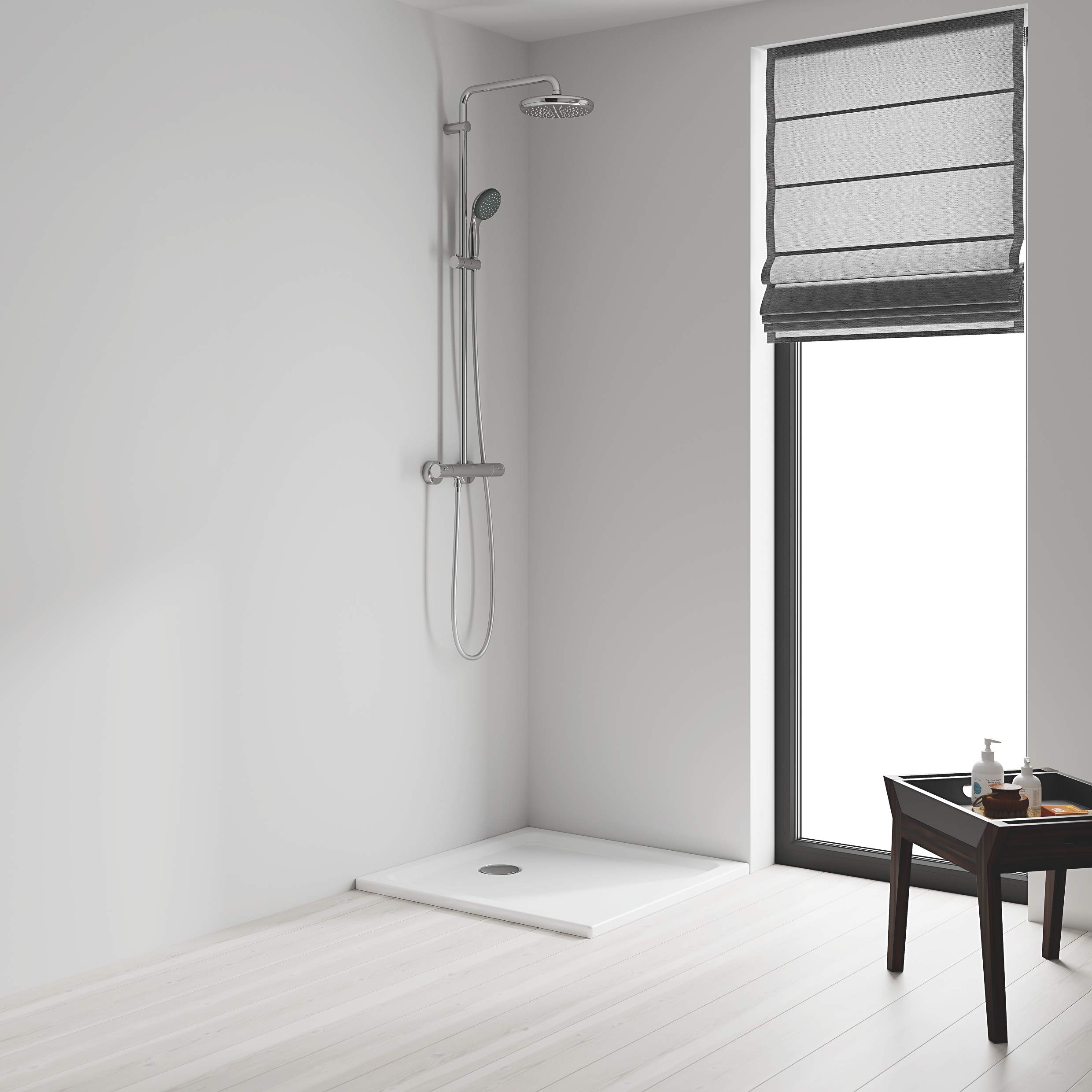 Grohe Vitalio Start System 210, system prysznicowy i prysznicowy z baterią termostatyczną do montażu na ścianie, chrom, 27960001