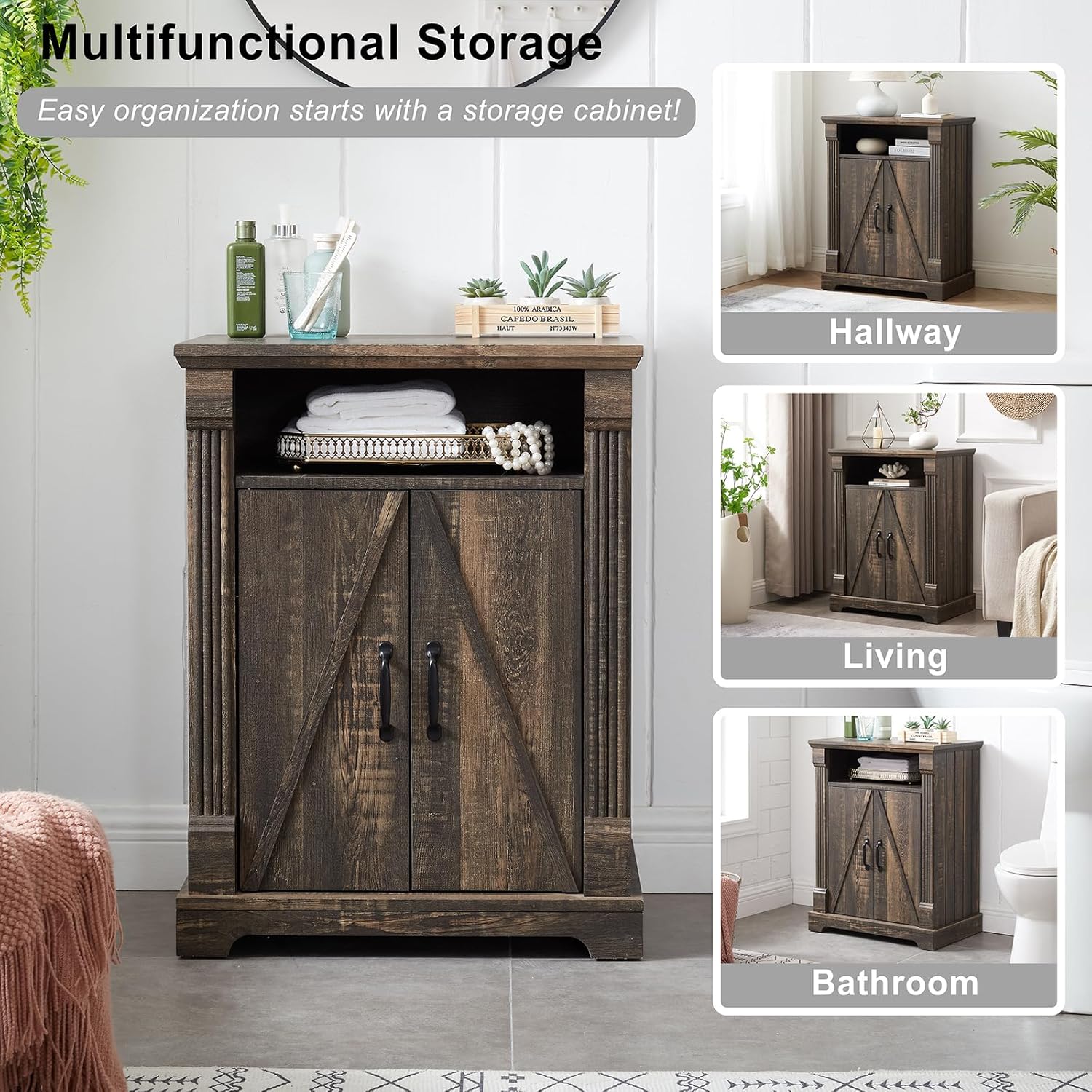 BuildHom Dark Oak Floor Cabinet: A Versatile Storage Solution