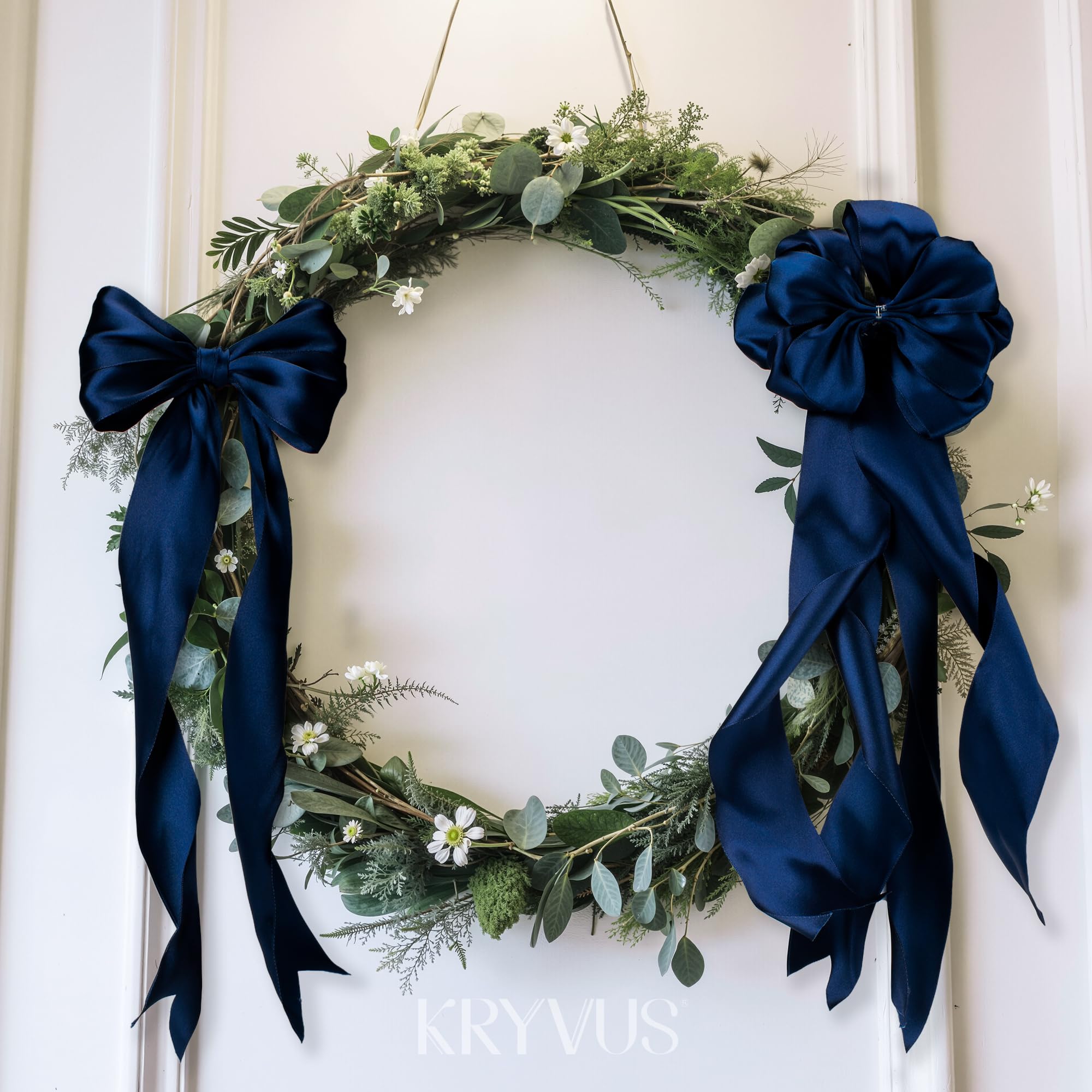 Kryvus Navy Blue Satin Wired Ribbon, 63mm X Continuous 9M Luxury Double Faced Satin Wire Edge Ribbon for Gift Wrapping, Wreaths, Flower Bouquet, Wedding Decorations, Home Decor - Image 3
