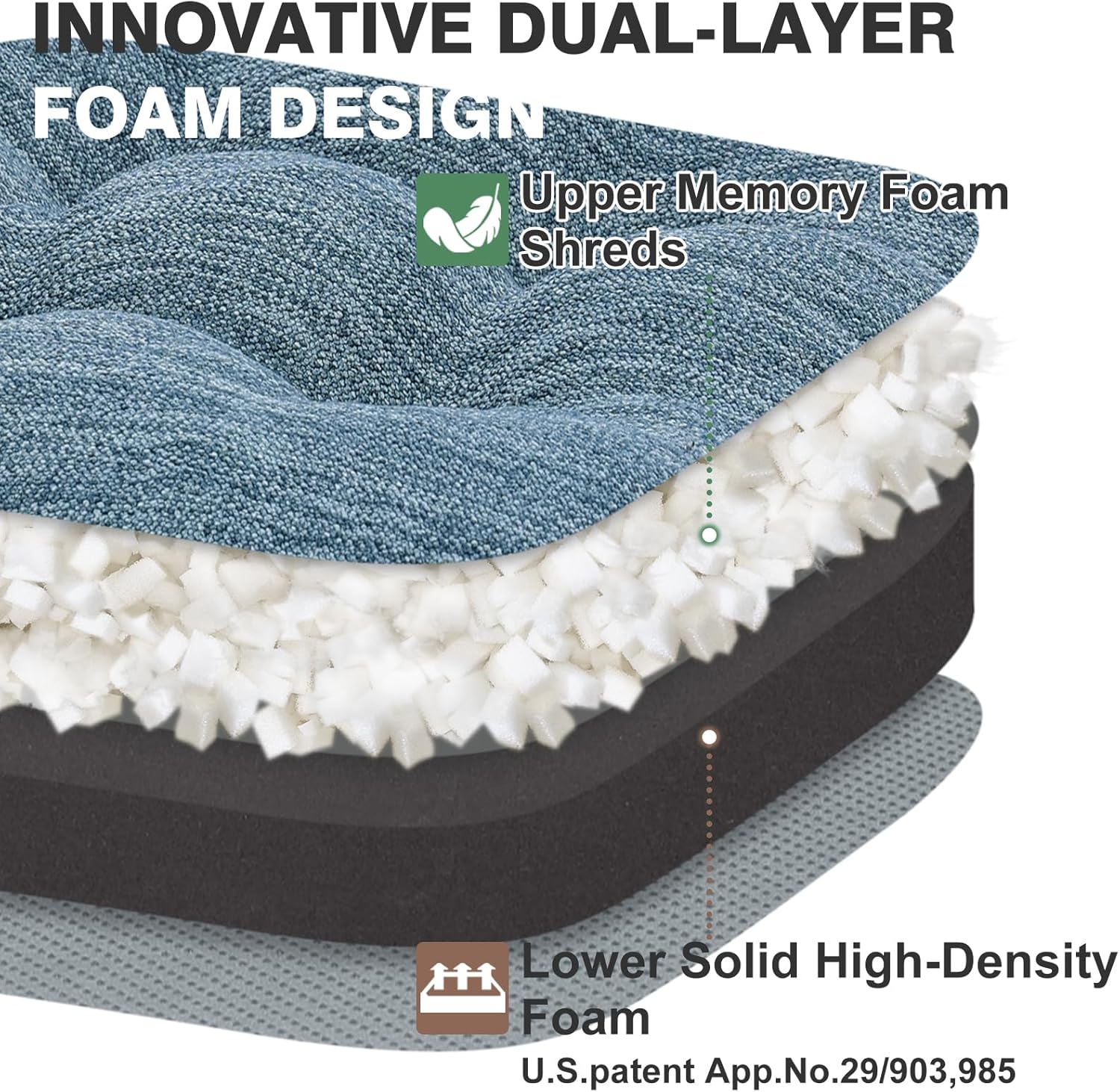 shinnwa kitchen chair cushions set of 4, dual-layer memory foam dining chair cushions, patented design seat pads with ties, 16.5 x 16.5 x 3.5in, 4 pack, denim blue 4 count (pack of 1) denim blue