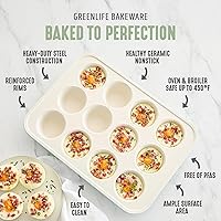 Vista 4 de GreenLife Juego de 6 Piezas de Utensilios Antiadherentes para Hornear, Moldes de Cerámica para Horno No Tóxicos Libres de PFAS, Aptos