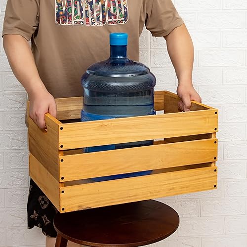 Miniatura 4 de Cajas de madera de gran tamaño de 20 pulgadas de largo para almacenamiento, cajas de leche de madera ligeramente amarillas, cajas de almacenamiento