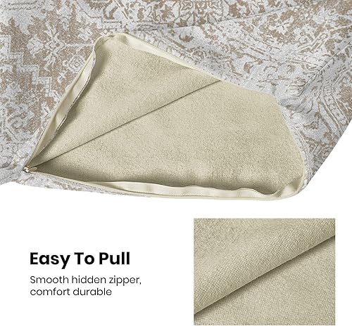 Miniatura 5 de Juego de 3 fundas de almohada bohemias de 16 x 16 pulgadas, fundas de cojín con patrón de alfombra, diseño étnico marrón, beige, blanco, para