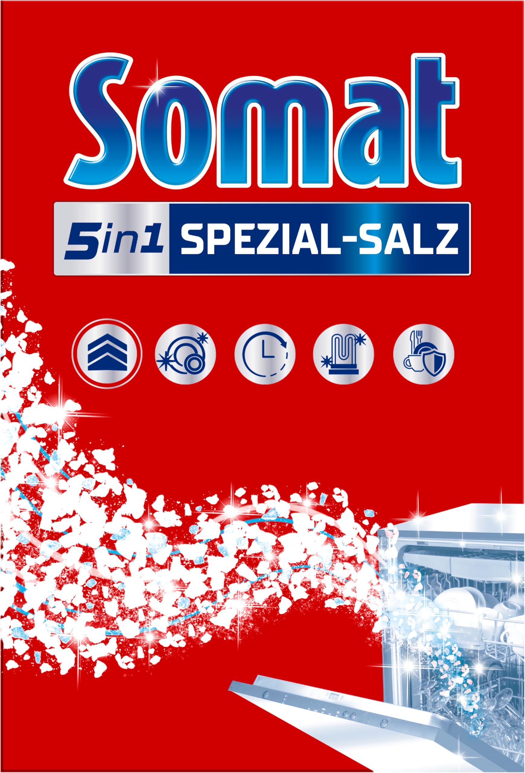 Somat Spezial-Salz (1,2 kg), Spülmaschinensalz für eine stärkere Geschirrspülleistung, Wasserenthärter für die Spülmaschine wirkt gegen Kalk für glänzende Ergebnisse und eine längere Lebensdauer