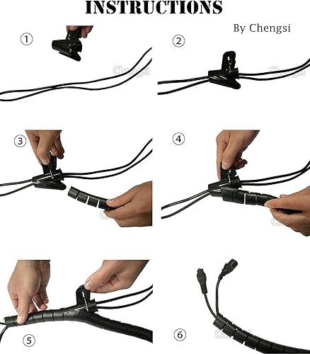 Miniatura 2 de Funda organizadora de cables de 118 pulgadas, manga de tubo en espiral para gestión de cables para oficina en casa, PC, TV, color negro