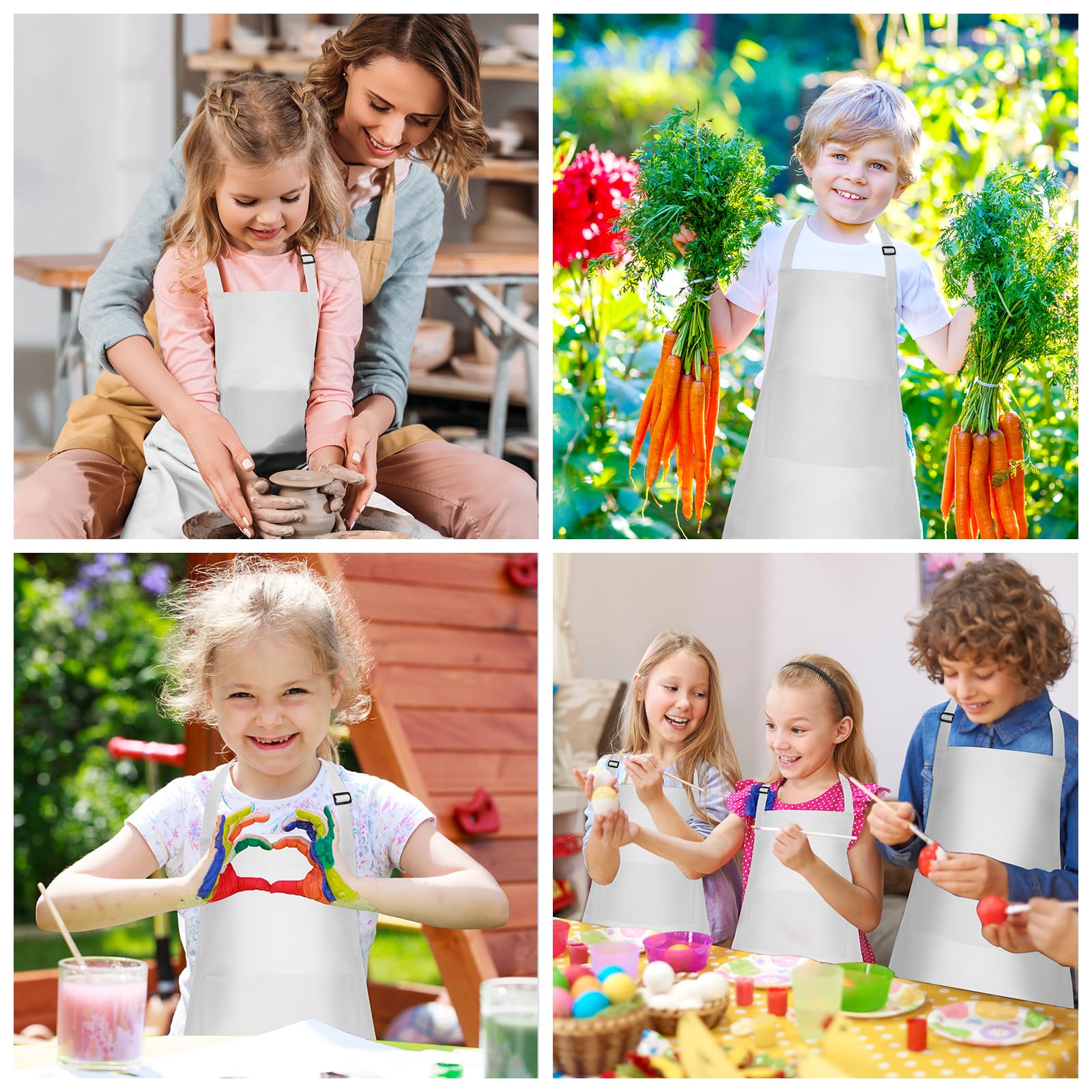 NACHLYNN Delantal ajustable para niños con 2 bolsillos, delantales de pintura para niños, 4/10/20 piezas, delantales para pintar y cocinar y manualidades