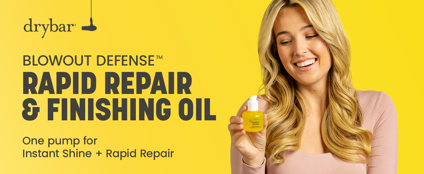 Drybar Blowout Defense Rapid Repair and Finishing Oil - Weightless Heat Protectant for Hair, Repairs Split Ends, Adds Shine for Long-Lasting Blowouts