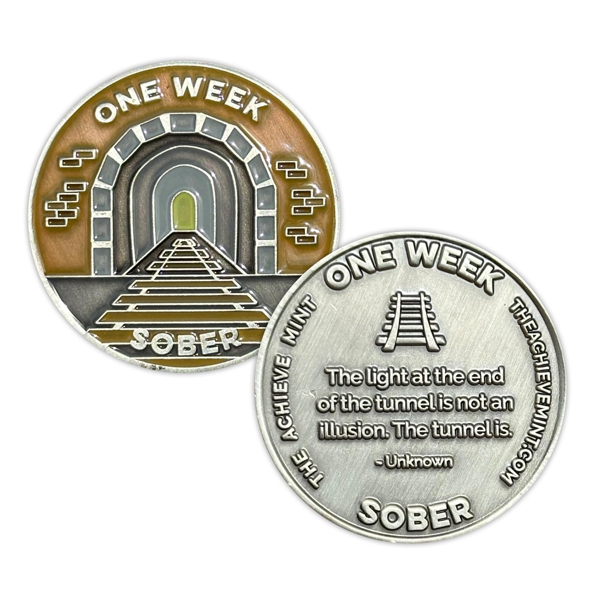 One Week Sober Token | 1 Week Sobriety Chip | Non-AA, Non-Religious Medallion for Women and Men Celebrating Their Sobriety
