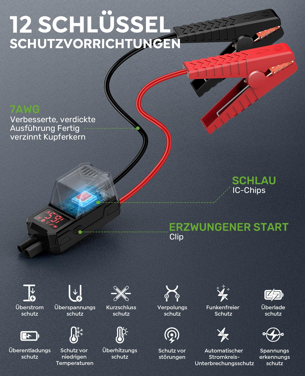 AIMAPOW Starthilfe Powerbank für Pkw mit Kompressor 8000A 160PSI Auto Starthilfe Powerbank für All Benzin und 12.0L Dieselmotor,Starter Powerbank Eingang/Ausgang und 600LUM LED-Licht
