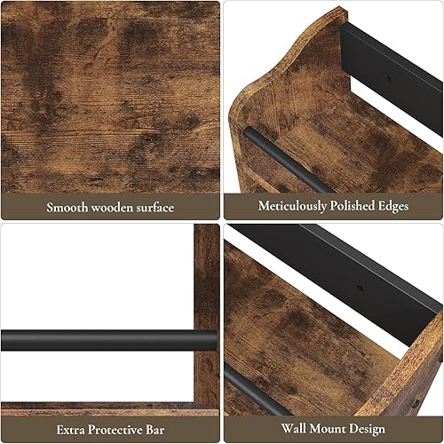 Miniatura 4 de Estante de especias montado en la pared, estante de especias de madera de 3 niveles para encimera, organizador vertical de especias para tarros de