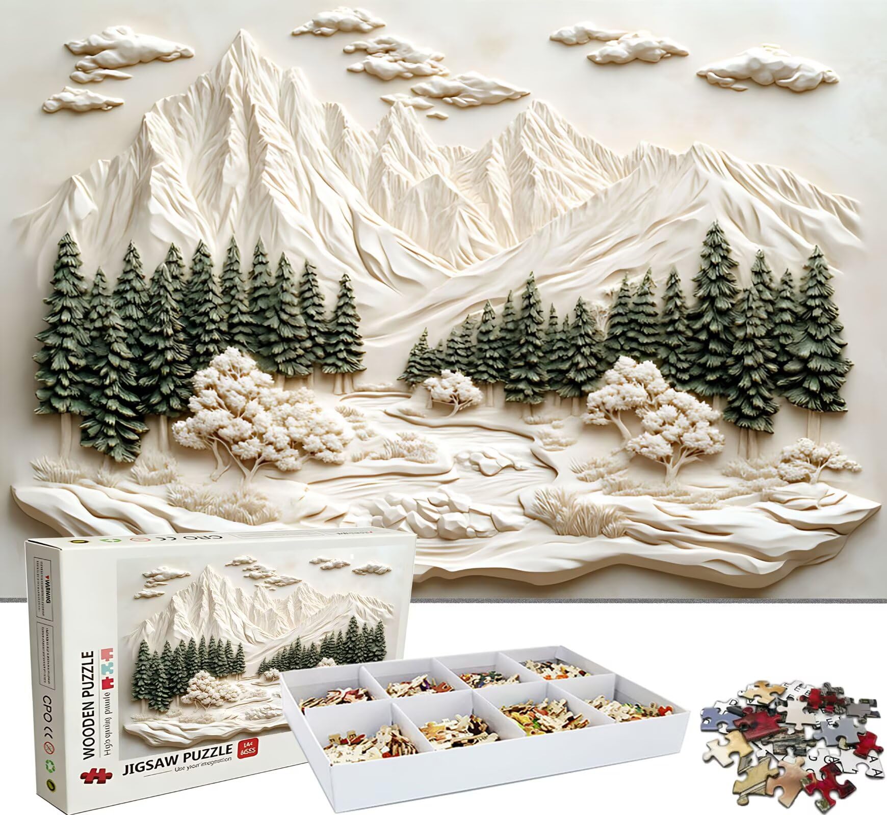Puzzle 2000 Teile, Holzpuzzle Erwachsene - Impossible Puzzle 99.5 x 70.5 cm niffliges Denkspiel & Denksport für Frauen & Männer, Familienspiel für Spieleabende, Geschenk für Frauen Berg Baum w0-784