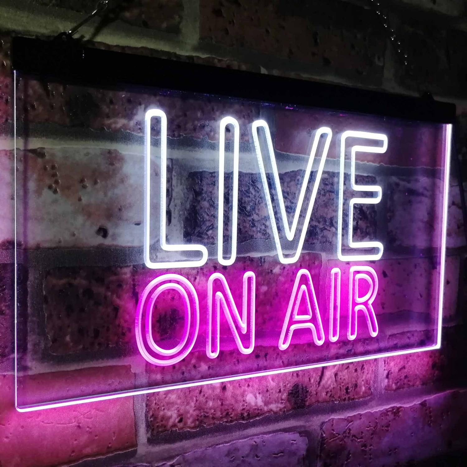 ADVPRO On Air Live Recording Studio Video Room Dual Color LED Neon Sign White & Purple 16" x 12" st6s43-i3064-wp