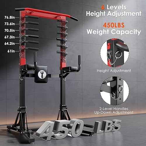 Miniatura 4 de SogesPower Estación de barra de dominadas plegable de torre eléctrica, estación de inmersión independiente para gimnasio en casa, barra de dominadas