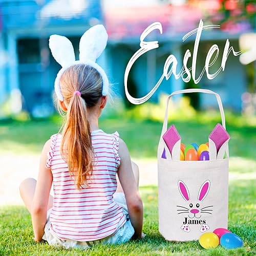 Miniatura 6 de Cesta de Pascua personalizada, Jocidea cestas de Pascua personalizadas para niñas y niños, cesta de Pascua personalizada para regalos de Pascua para