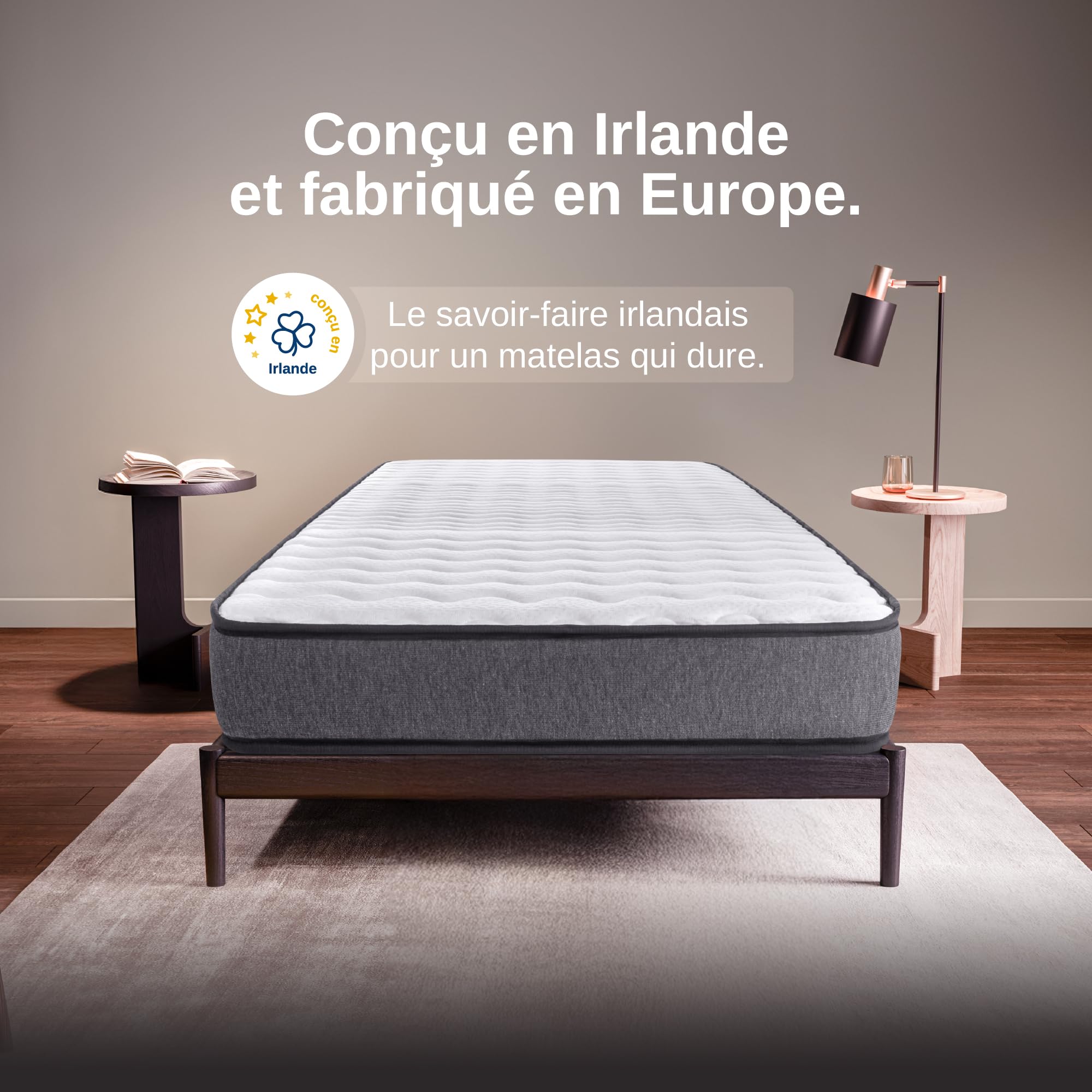 Wooly Matelas 90x200 15 cm Mousse à Mémoire de Forme Blue Latex Réversible Hypoallergénique 7 Zones Fabriqué Europe