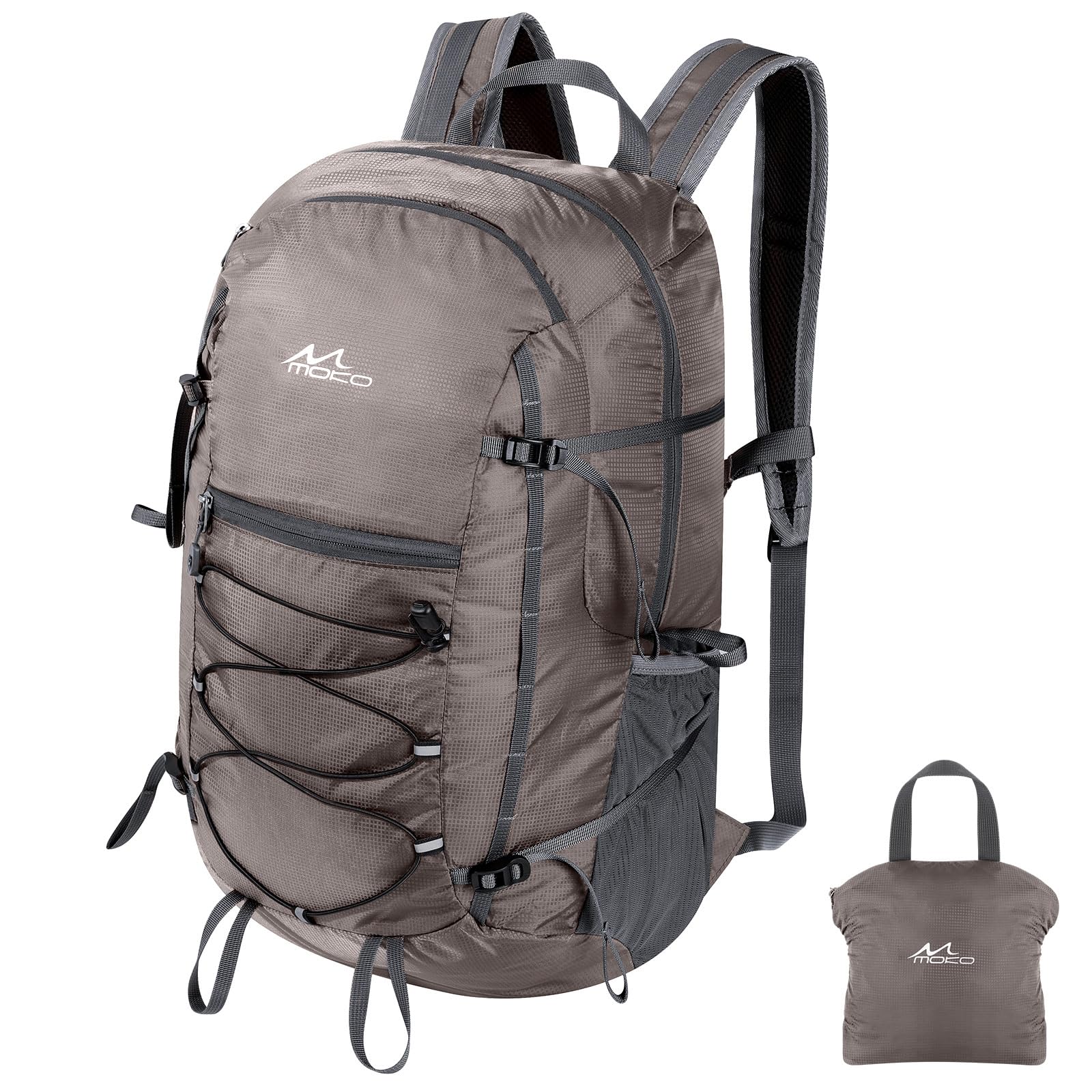 MoKo Zaino da Trekking, Zaino da Campeggio di Grande capacità 40L con Tasche Multiple, Zaino da Viaggio Resistente agli Strappi per Uomini e Donne, Zaino da Trekking Pieghevole e Leggero, Hummus