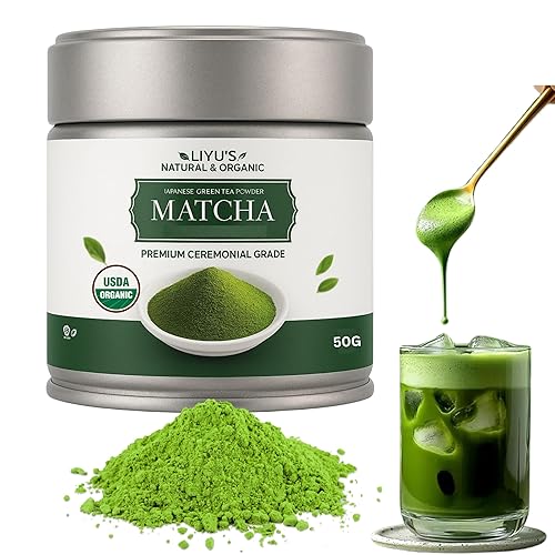 Lata de té verde japonesa de grado ceremonial orgánico prémium (1.76 onzas), polvo de té verde puro crudo auténtico recogido a mano matcha de