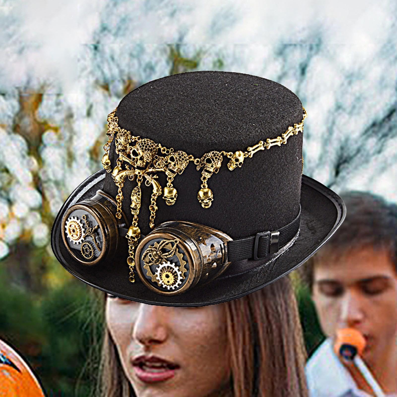 Steampunk Cappello con Occhiali Vintage Cosplay Puntelli con Occhiali