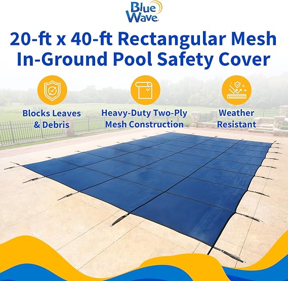 18-Year Mesh 20-ft x 40-ft In-Ground Pool Safety Cover - Blue