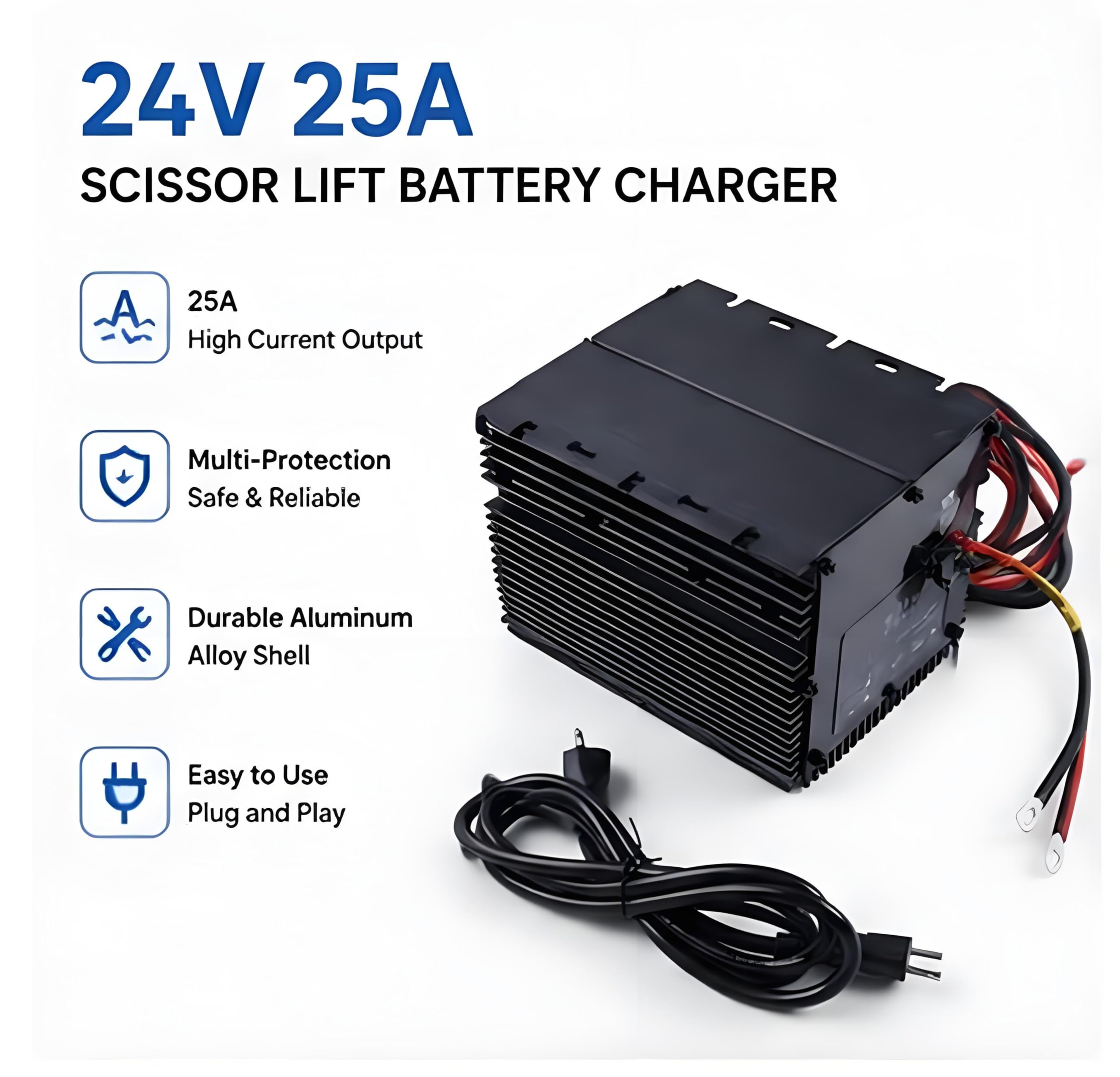Cargador de batería de tijera de 24 V 25 A compatible con elevadores de tijera Genie Skyjack JLG HB600 105739 161827 128537 96211