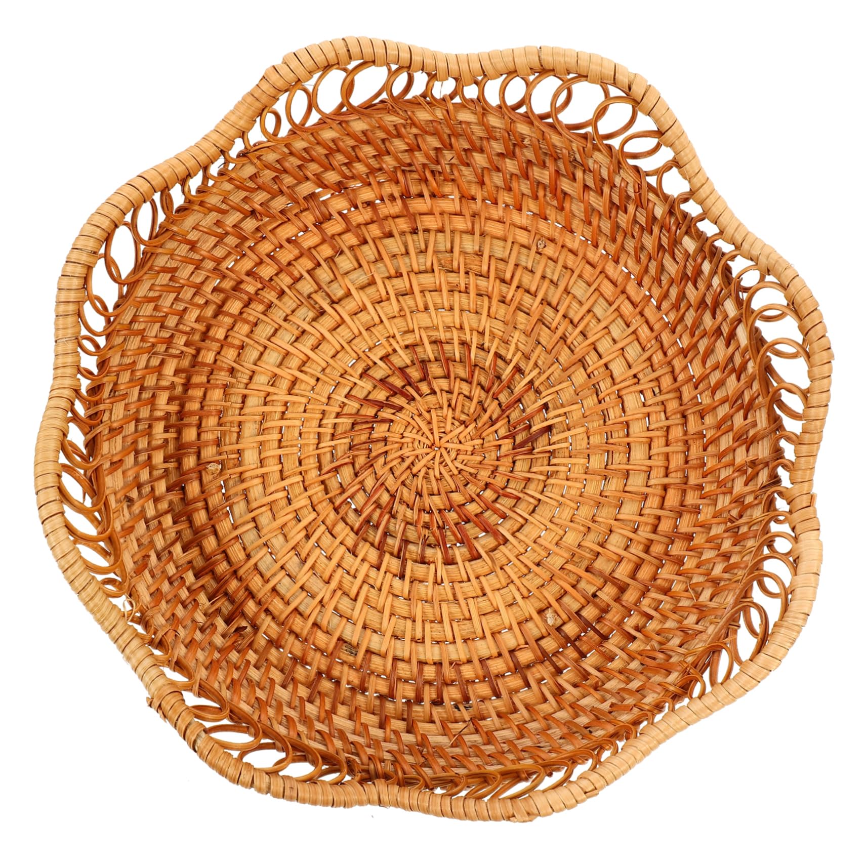 NAMOARLY 1pc Rattan Fruit Bowl Decorative Trays Seagrass Basket Home Fruit Basket Fruit Vegetable Storage Basket Bread Baskets for Woven Storage Baskets Snack Serving Basket Wooden Orange