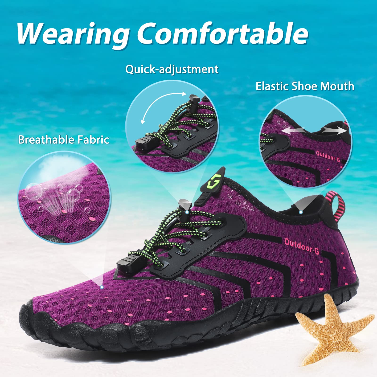 Hanani Zapatos de Agua para Hombre y Mujer Zapatos de Playa Zapatos de natación de Secado rápido Zapatos de Surf Descalzos Deportes Acuáticos para Mar Río Aqua Calzado de Natación Unisex