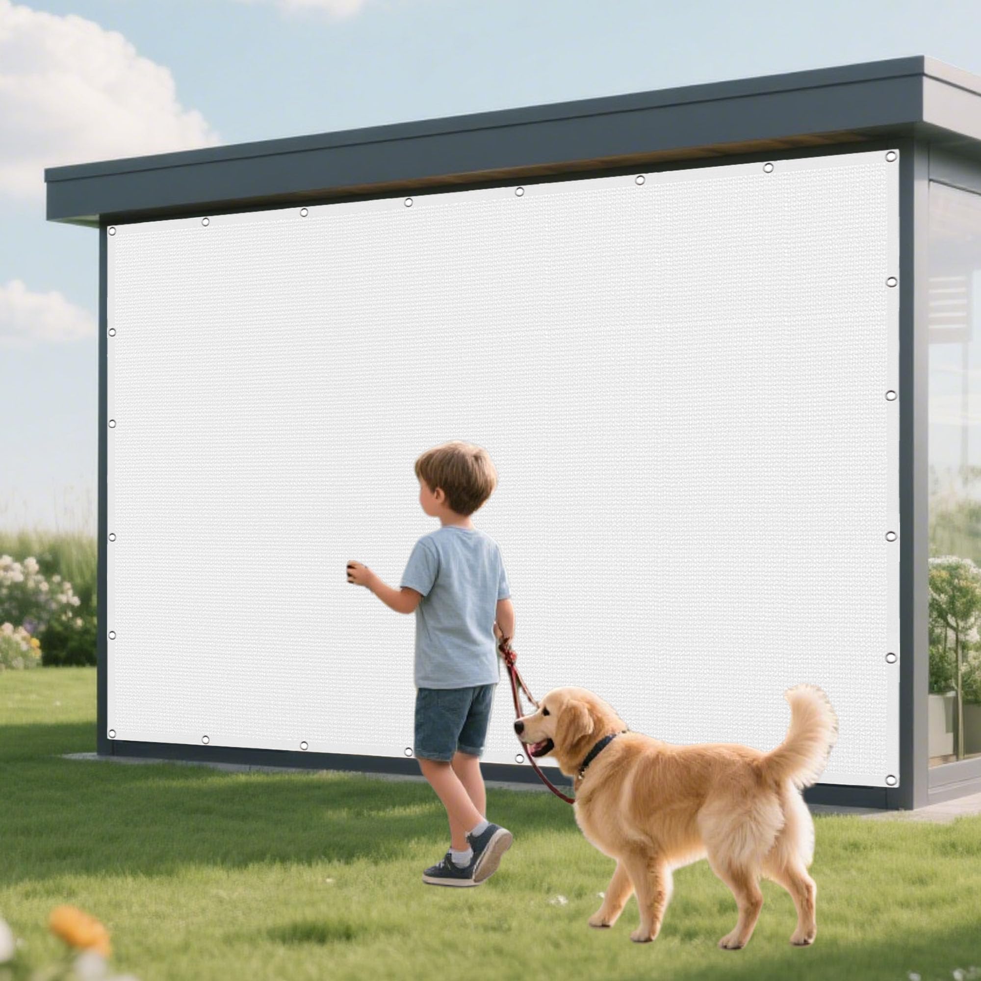 Voile d'ombrage rectangulaire blanc pour la fête de jardin et repas sur le patio