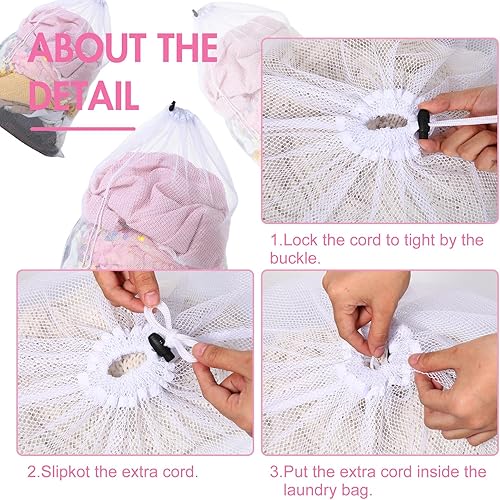 Miniatura 3 de Berlune Paquete de 30 bolsas de malla grandes de 24 x 36 pulgadas para lavandería, bolsas de lavado, material de malla resistente cerrado con