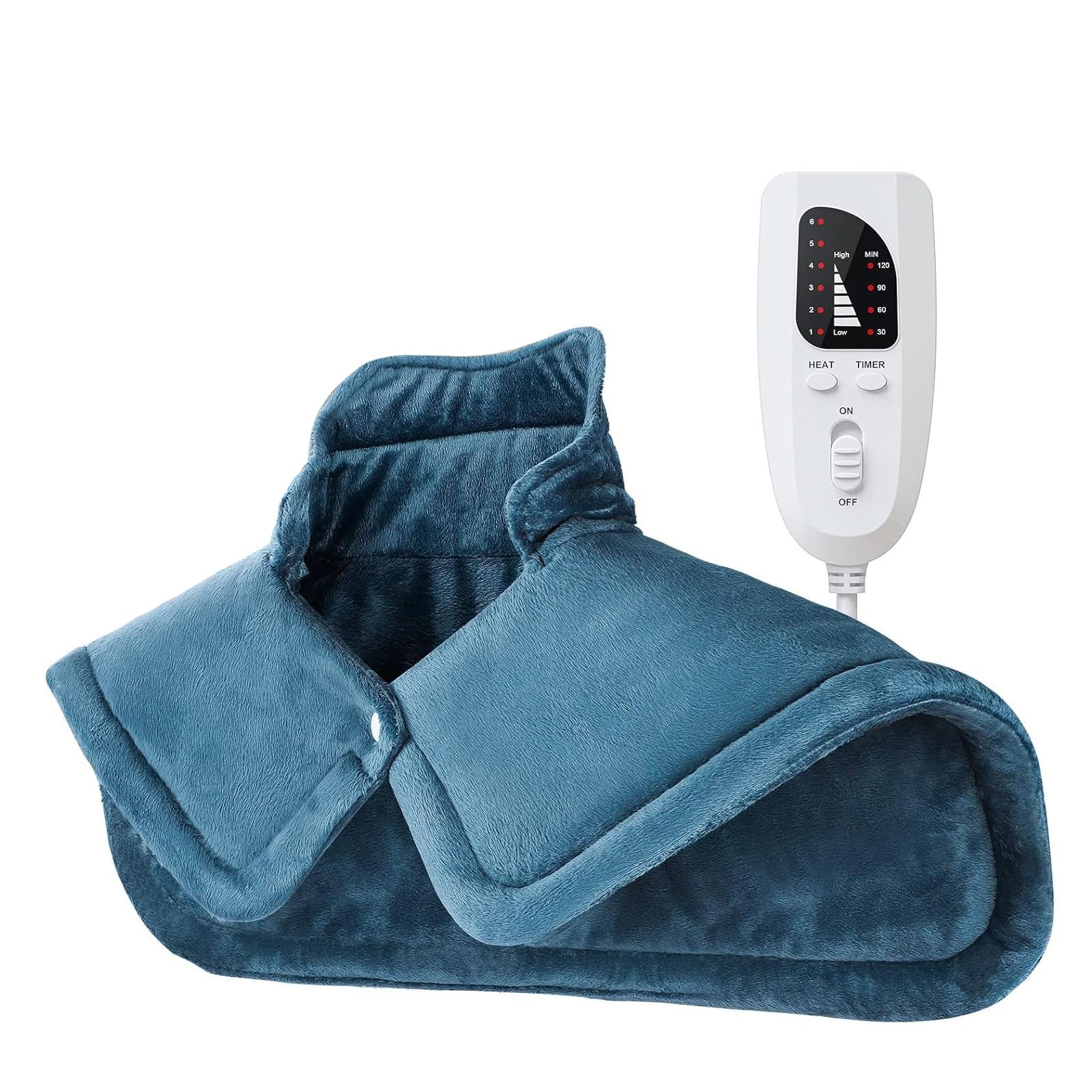 Heating Pad for Neck and Shoulders, Wearable Heated Neck Shoulder Wrap with 6 Heat Settings 4 Auto-Off, 58 cm X 42 cm Electric Heat pad for Pain Relief (Dark Grey)