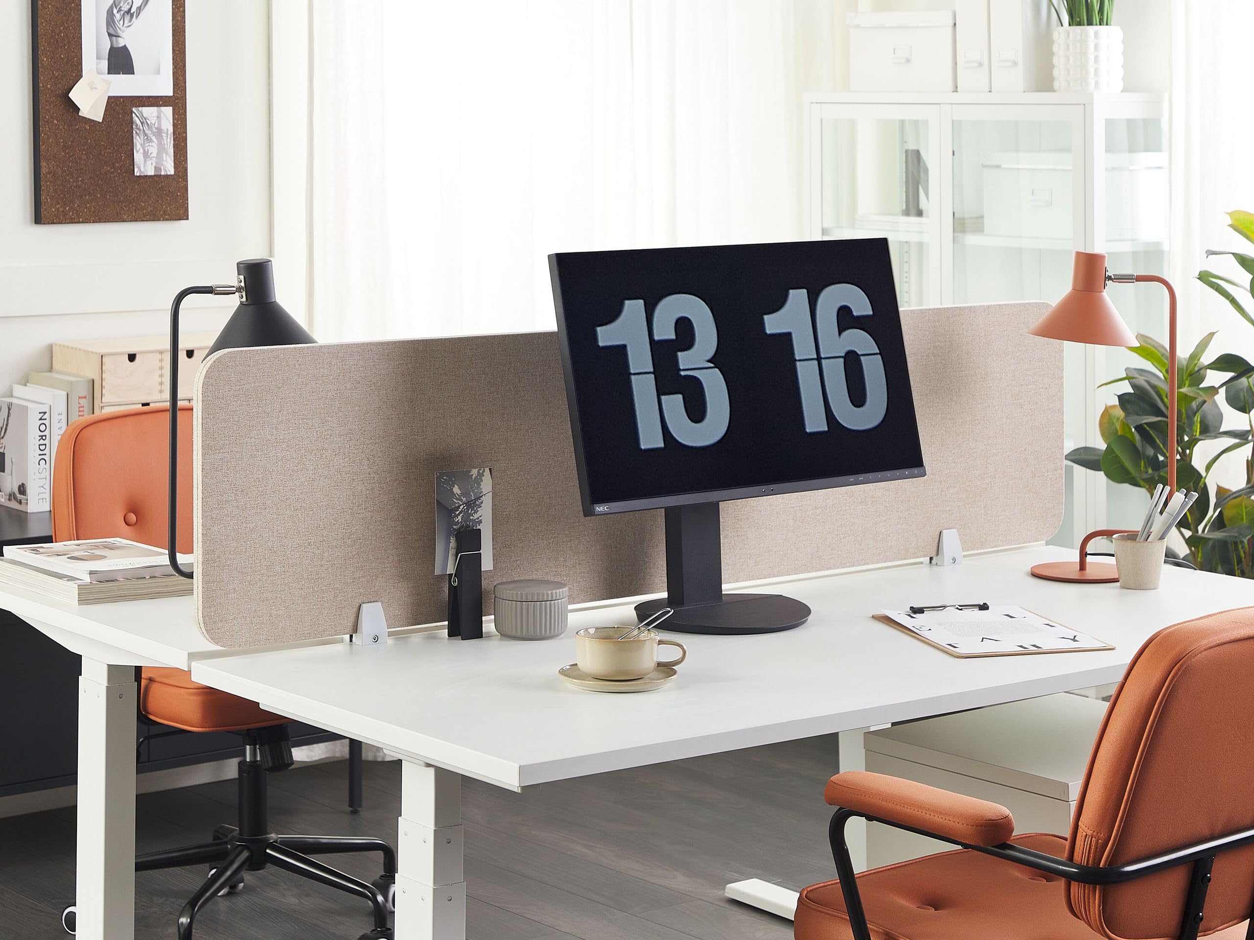 Schreibtisch Trennwand Akustik Polster beige 160 x 40 cm Schallschutz Wally