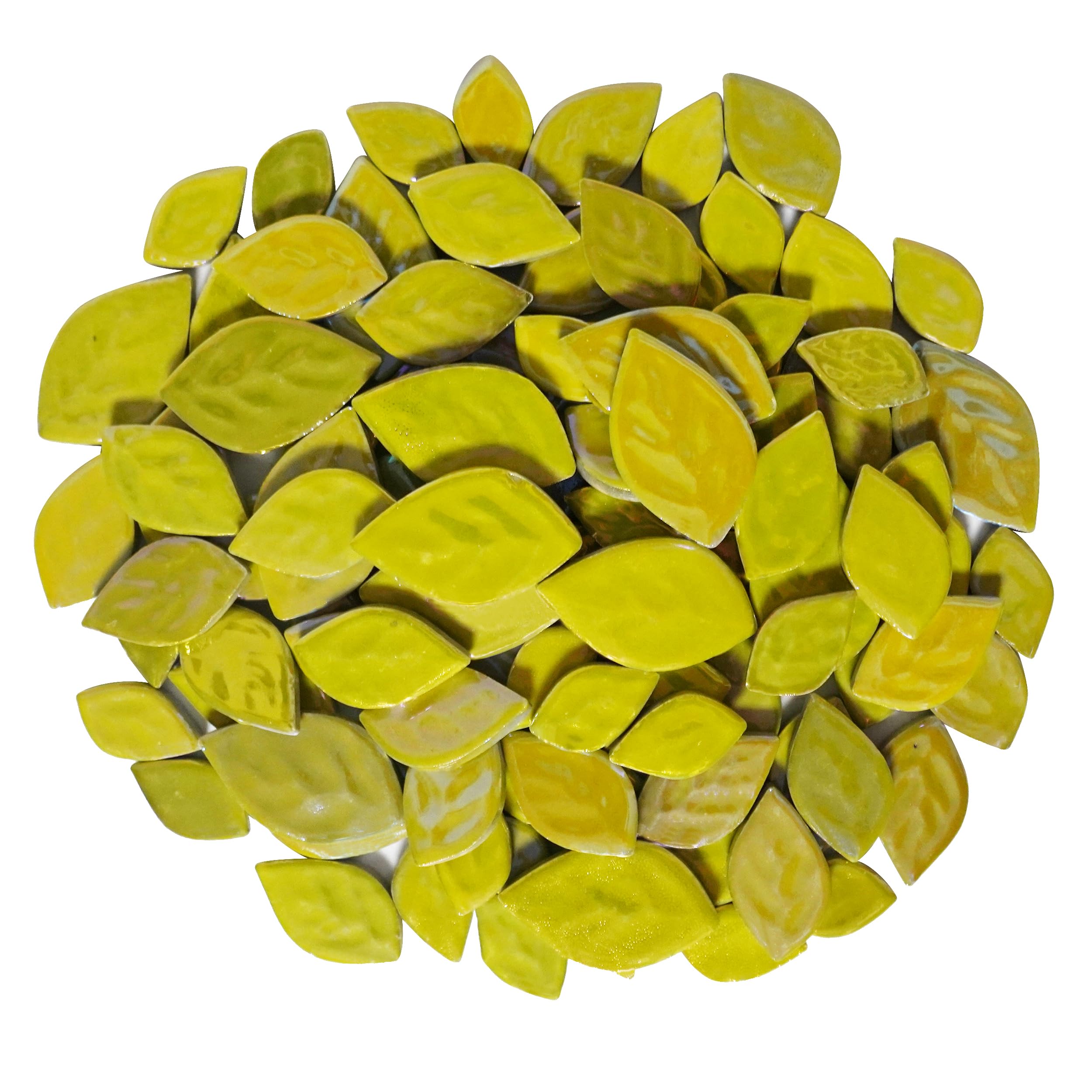 500g Random Iridescent Leaves Ceramics Mosaic Tiles,Making Creative 3 Size Ceramic Mosaic Pieces for DIY Craft,Flowerpots