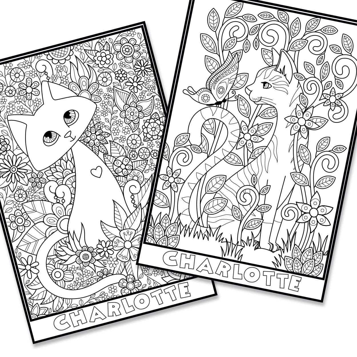 Paper Themes Cute Cat Personalised Colouring Posters, Posters To Colouring In For Children, Doodle Colouring (Cute Cat)