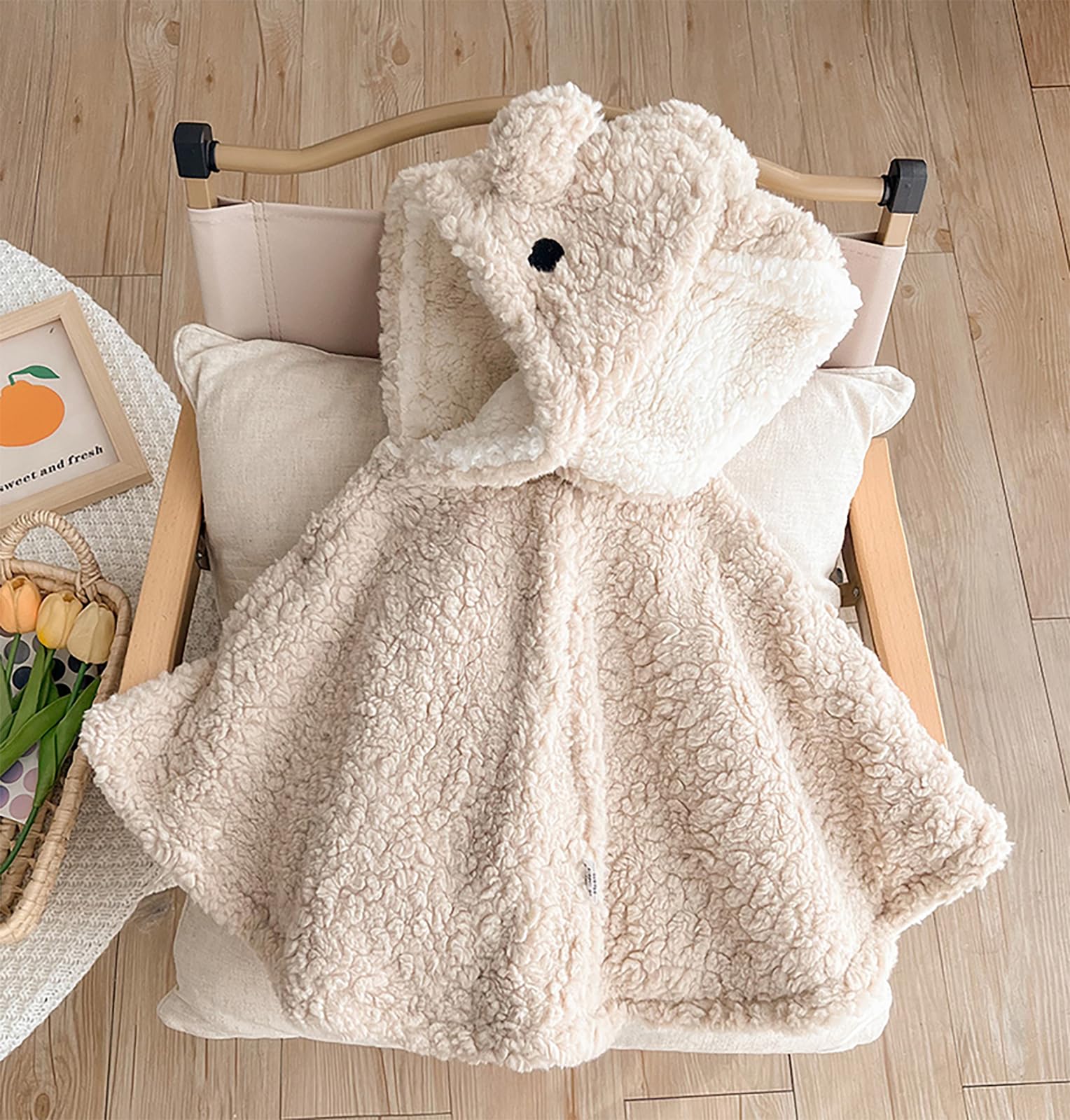 Lindo Cape con Capucha Bebé Niño Niñas Sudadera con Capucha Lana Suave Poncho Capa Cortavientos Invierno Otoño Ropa Exterior Caliente Chal para Niños 0-3 años