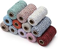 Vista 7 de 1 rollo de cuerda de algodón colorida de 0.079 in de 109 yardas, cuerda para panaderos, manualidades, envoltura de regalos, Navidad, boda, blanco