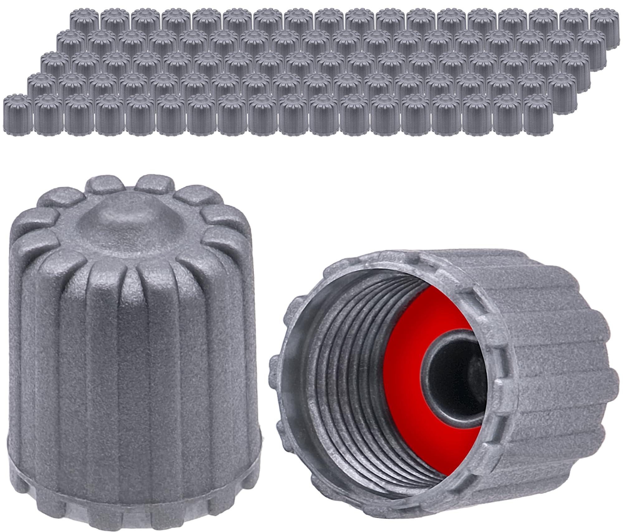 100 Stück TPMS Reifenventilkappen, Kunststoff-Rad-Reifenventilkappen, mit O-Ring-Gummidichtung, Universal-Reifenventil-Schaftabdeckungen für Autos, SUV, LKW, Fahrräder, Motorräder, Fahrräder