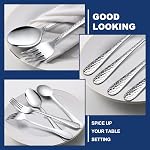 E-far 24-Piece Hammered Spoons and Forks Silverware Set, Stainless Steel 12 Dinner Forks and 12 Dinner Spoons, Modern Metal Flatware Cutlery for Restaurant, Dishwasher Safe-7.9 Inch